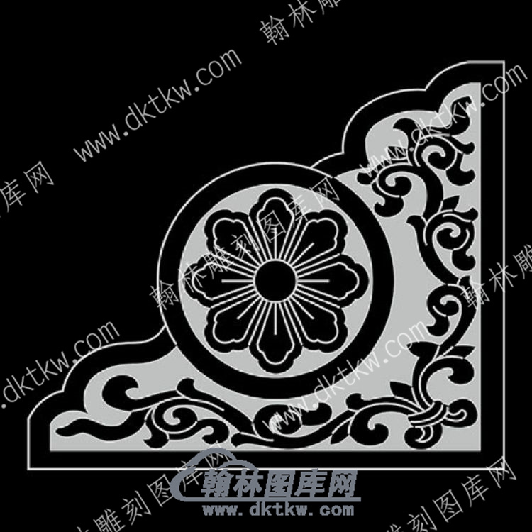 墓碑抱鼓耳朵花草线雕图（MBBG-823).jpg