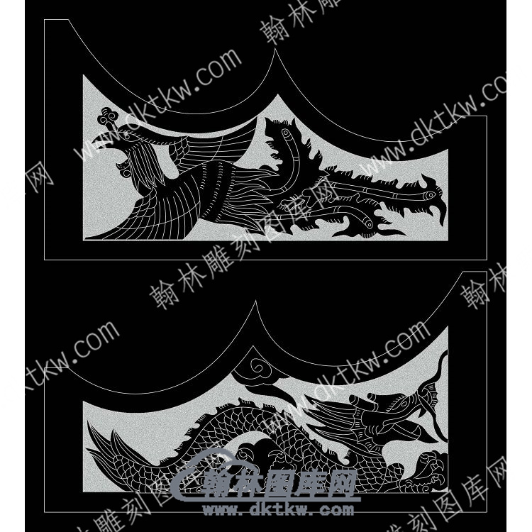 墓碑抱鼓耳朵龙凤线雕图 （MBBG-864).jpg