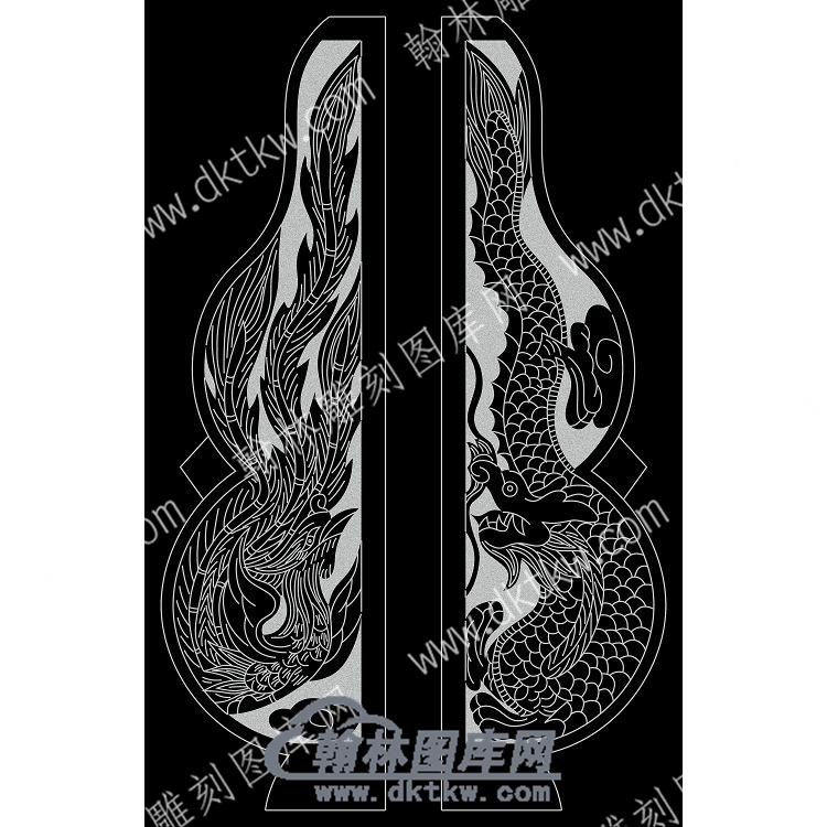 墓碑抱鼓耳朵龙凤线雕图（MBBG-778).jpg