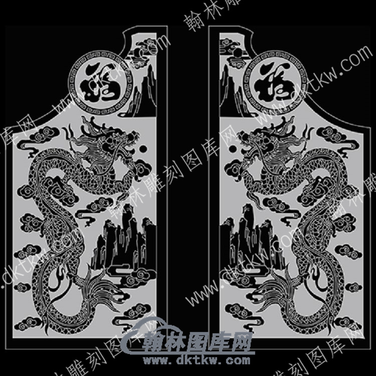 墓碑抱鼓耳朵龙福线雕图（MBBG-844).jpg