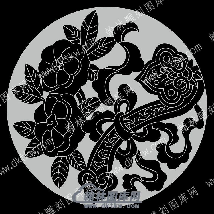 墓碑其它花如意线雕图（MBQT-070).jpg