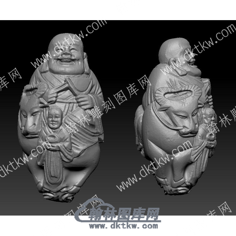 立体骑兽十八罗汉圆雕图（YDLH-005）.JPG