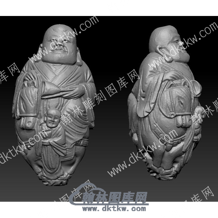 立体骑兽十八罗汉圆雕图（YDLH-011）.JPG