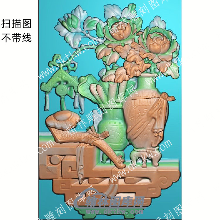 中式博古花瓶如意芭蕉扇扫描图（ZSBG-032）.jpg
