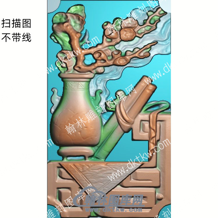 中式博古画轴梅花花瓶扫描图（ZSBG-001）.jpg