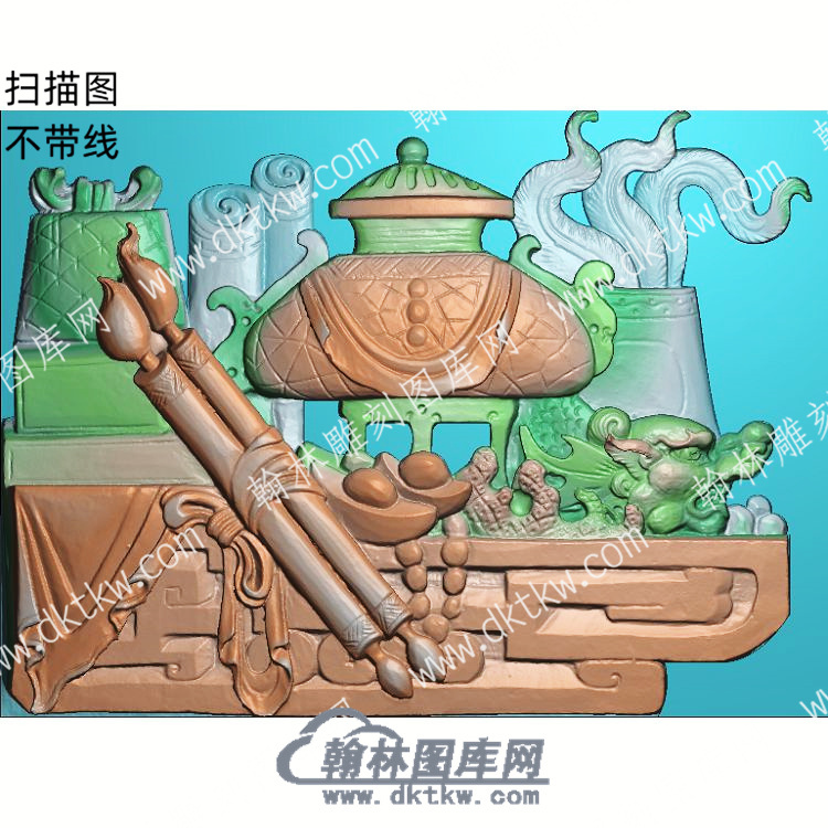 中式博古画轴元宝珠串扫描图（ZSBG-082）.jpg