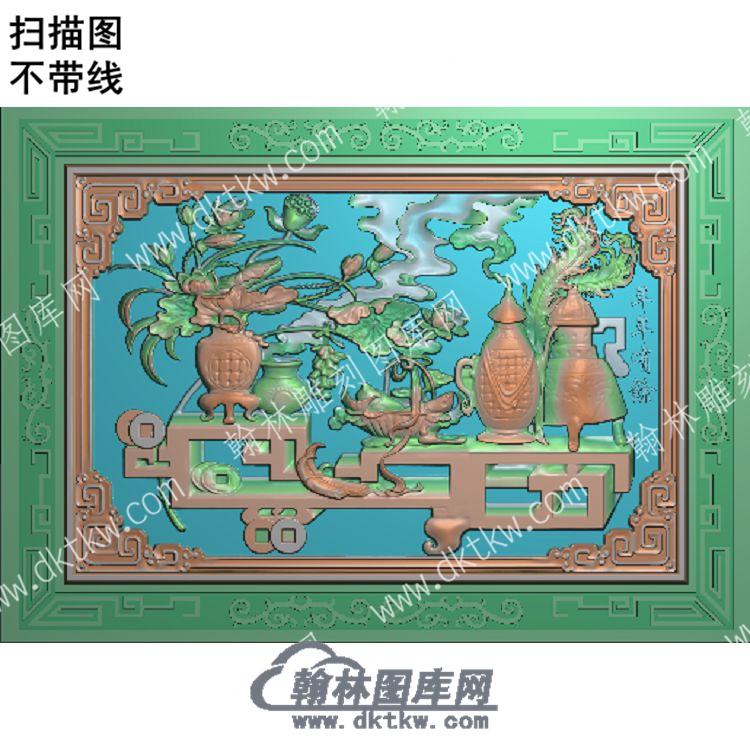 中式博古莲花荷叶莲蓬扫描图（ZSBG-056）.jpg