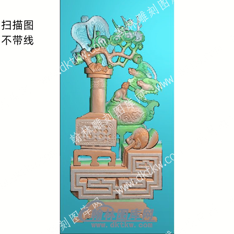 中式博古梅花芭蕉扇蝙蝠扫描图（ZSBG-031）.jpg