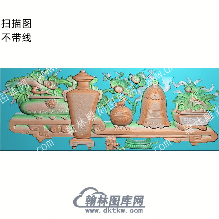 中式博古梅花花瓶兰花扫描图（ZSBG-021）.jpg