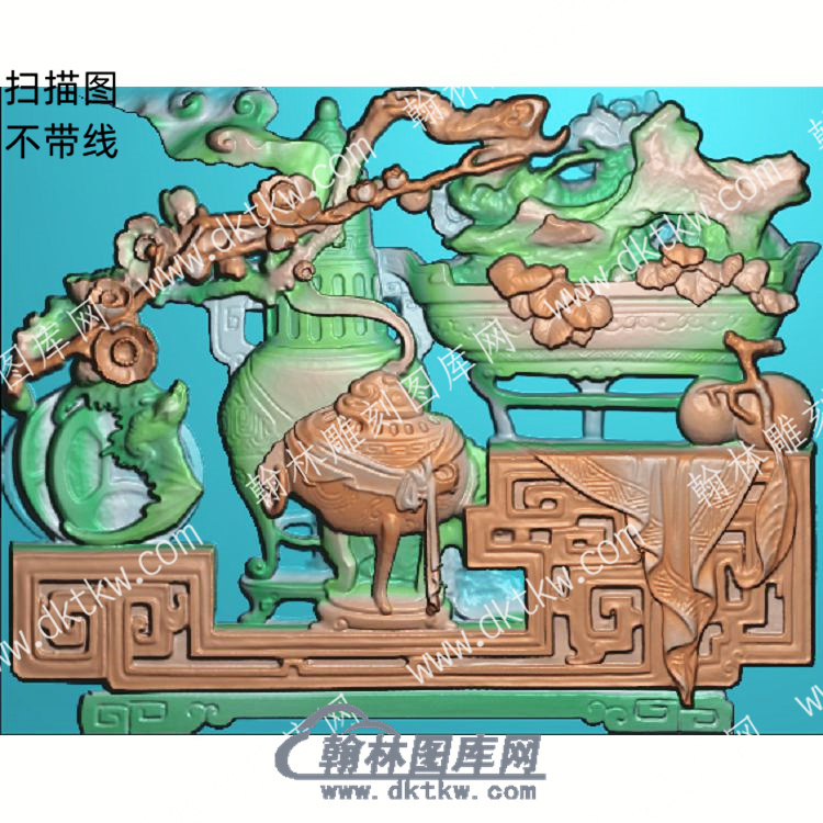 中式博古梅花香炉扫描图（ZSBG-067）.jpg