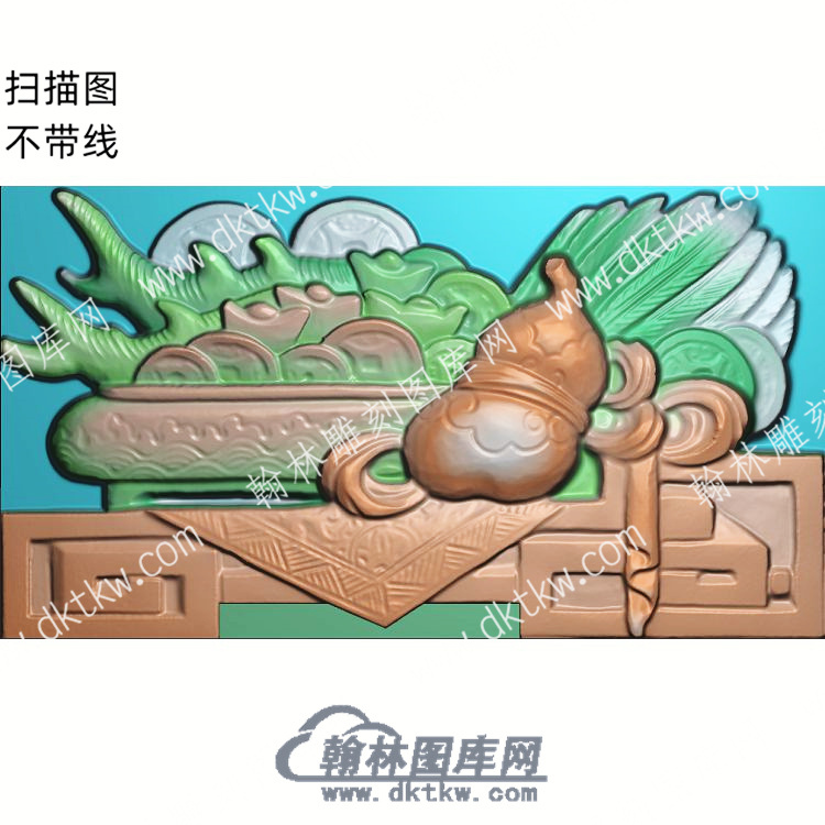 中式博古铜钱聚宝盆羽毛扇葫芦扫描图ZSBG-054）.jpg
