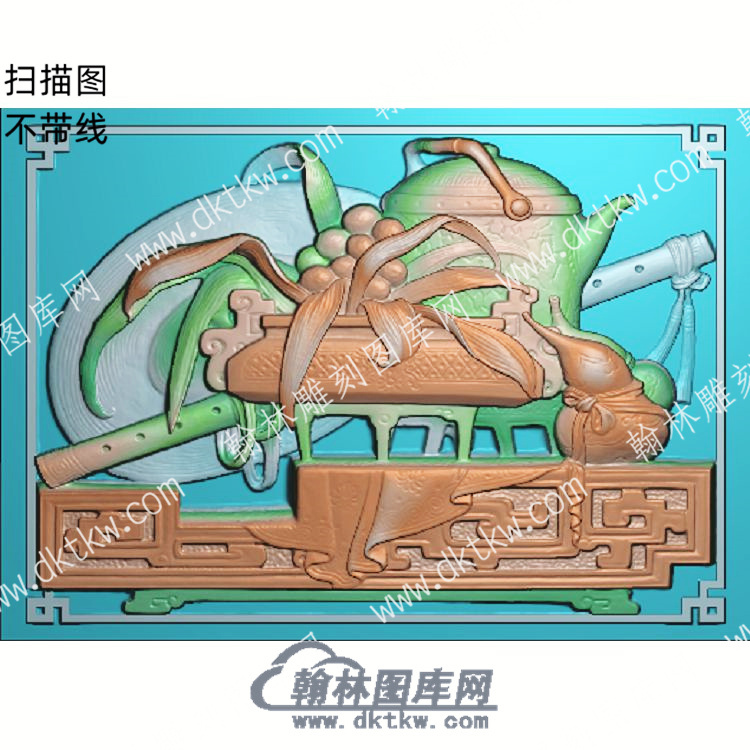 中式博古竹笛葫芦水壶扫描图（ZSBG-042）.jpg