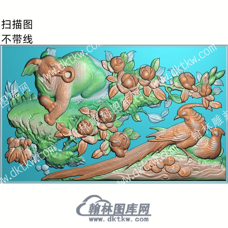中式大象锦鸡花扫描图（ZSDW-060）.jpg