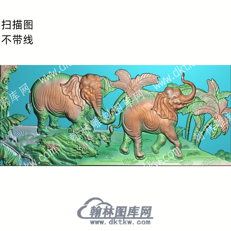 中式大象香蕉树扫描图（ZSDW-070）.jpg
