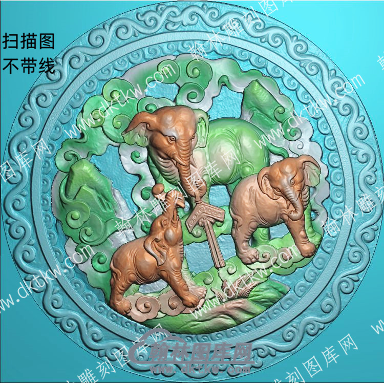 中式大象祥云扫描图（ZSDW-082）.jpg