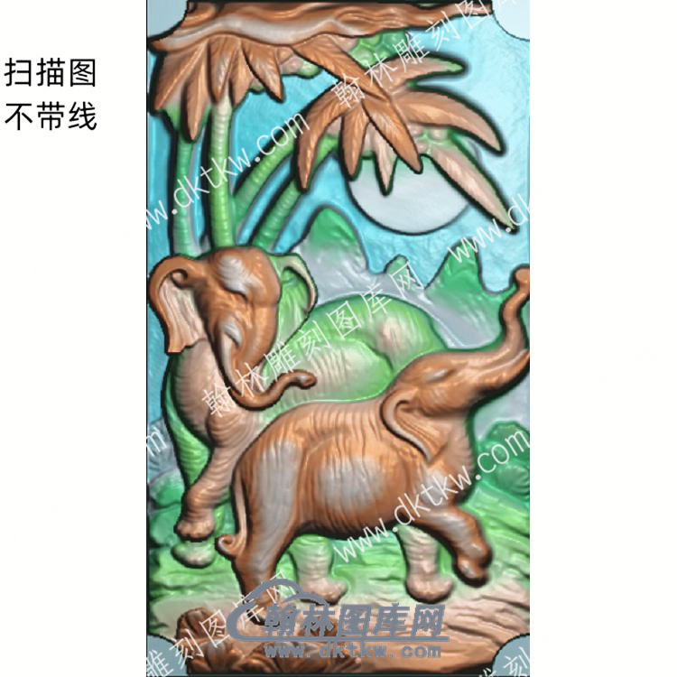 中式大象竹子扫描图（ZSDW-052）.jpg