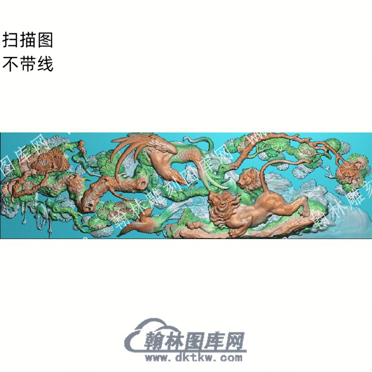 中式锦鸡狮子老鹰松柏扫描图（ZSDW-077）.jpg