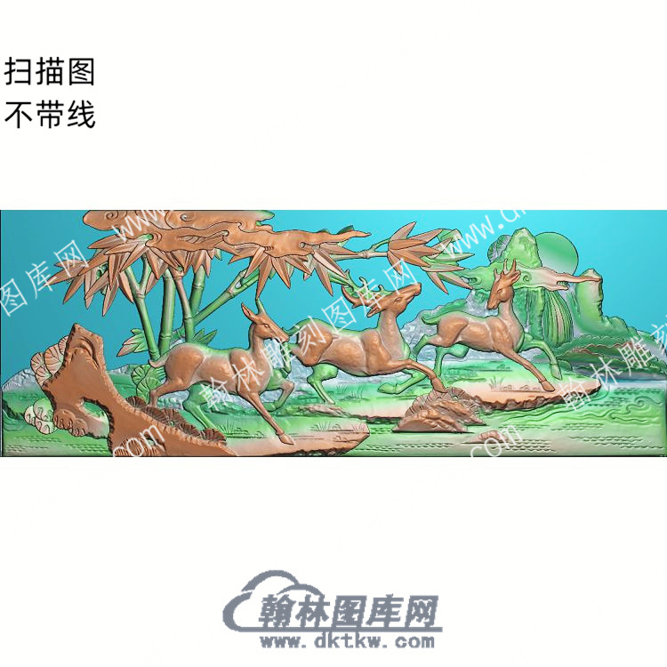 中式梅花鹿竹子扫描图（ZSDW-098）.jpg