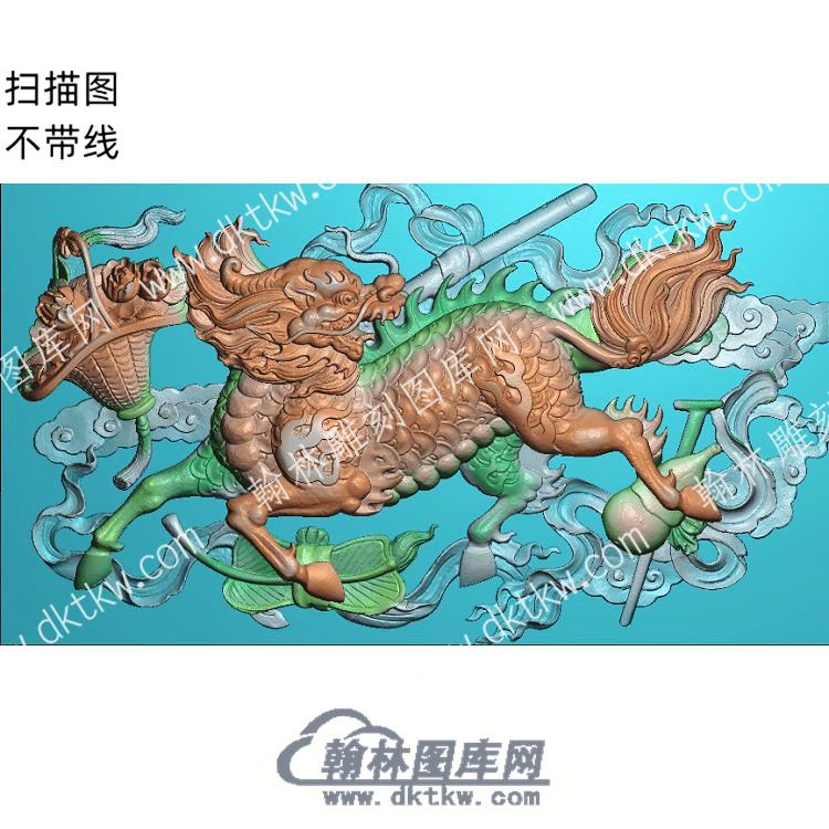 中式麒麟花篮芭蕉扇葫芦竹笛扫描图（ZSDW-156）.jpg