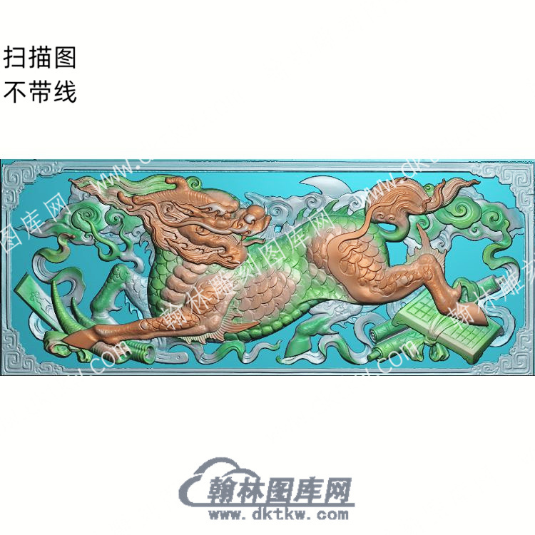 中式麒麟棋盘画轴精雕图（ZSDW-149）.jpg