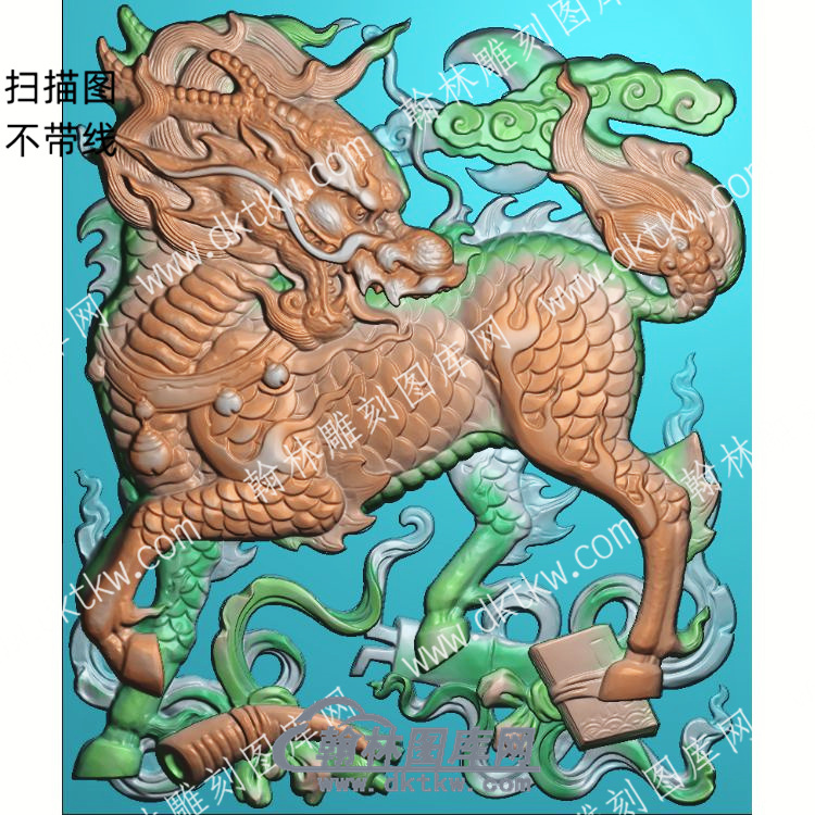 中式麒麟书精雕图（ZSDW-135）.jpg