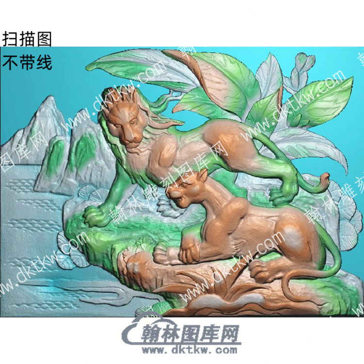 中式狮子精雕图（ZSDW-091）.jpg