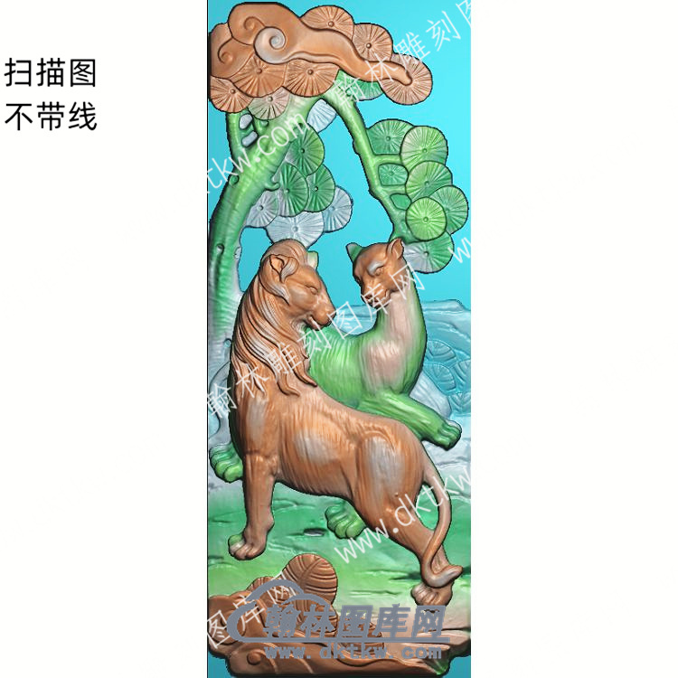 中式狮子松柏精雕图（ZSDW-069）.jpg