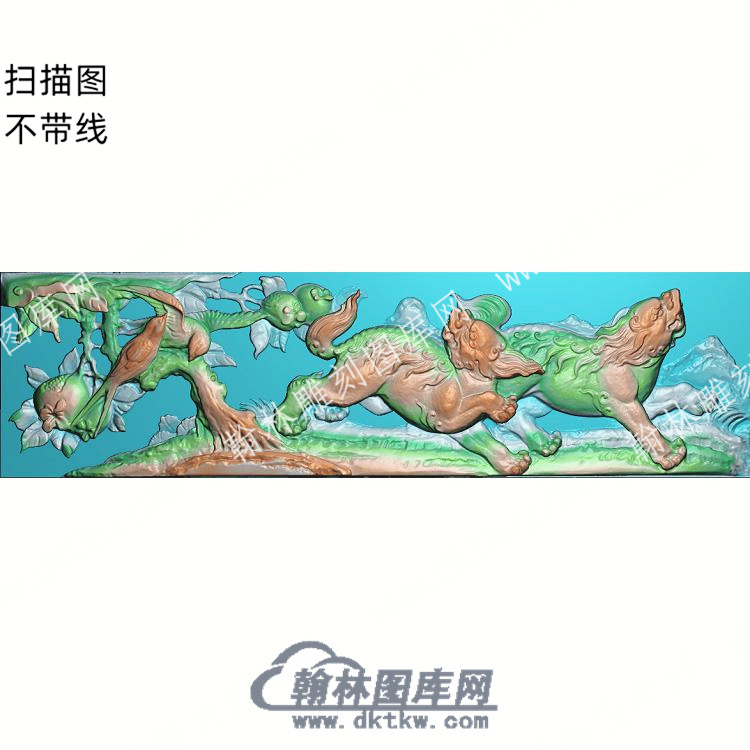 中式石榴鸟狮子精雕图（ZSDW-084）.jpg