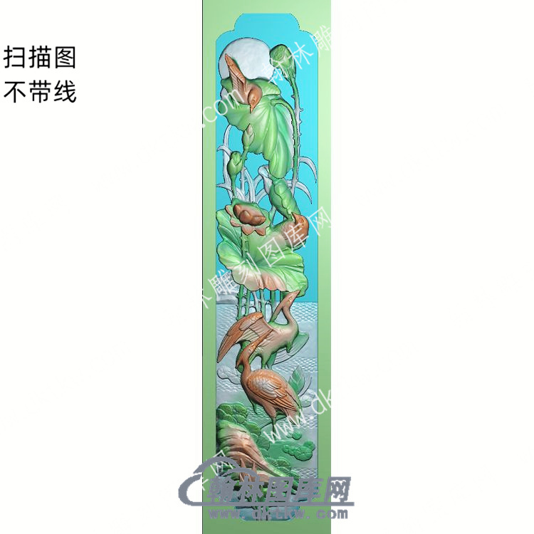 中式白鹭鸟荷叶莲花扫描图（ZSZW-026）.jpg