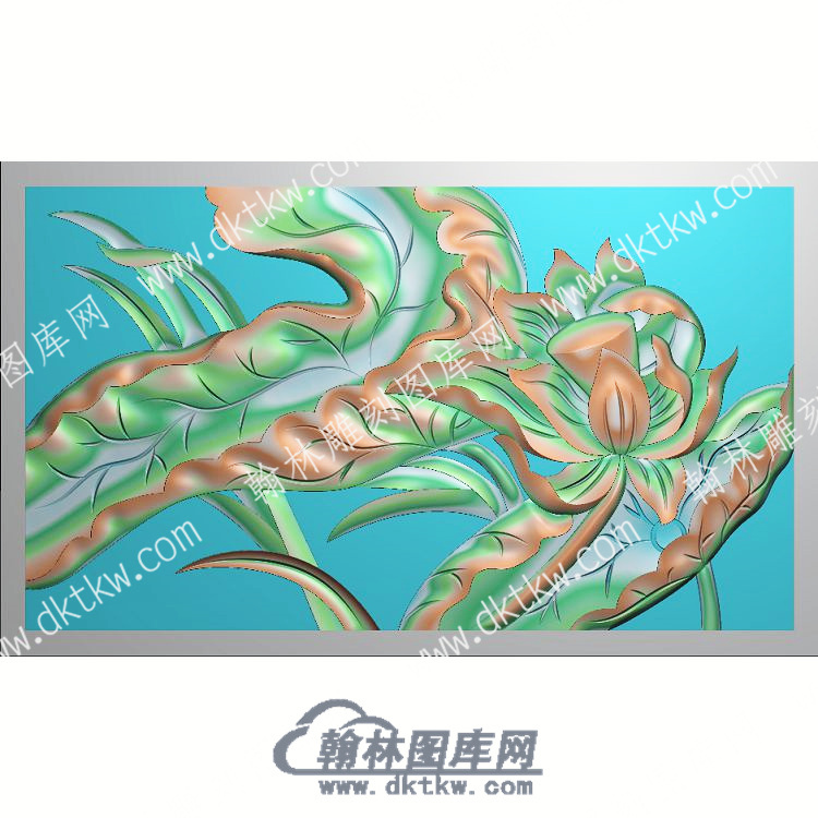 中式荷叶莲花 精雕图（ZSZW-076）.jpg