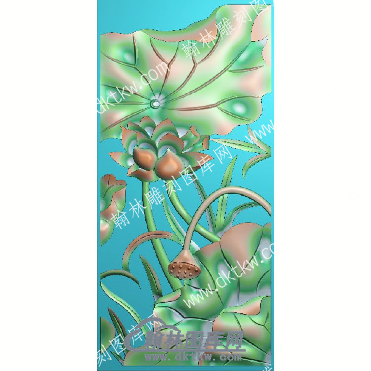 中式莲花荷叶莲花精雕图（ZSZW-072）.jpg
