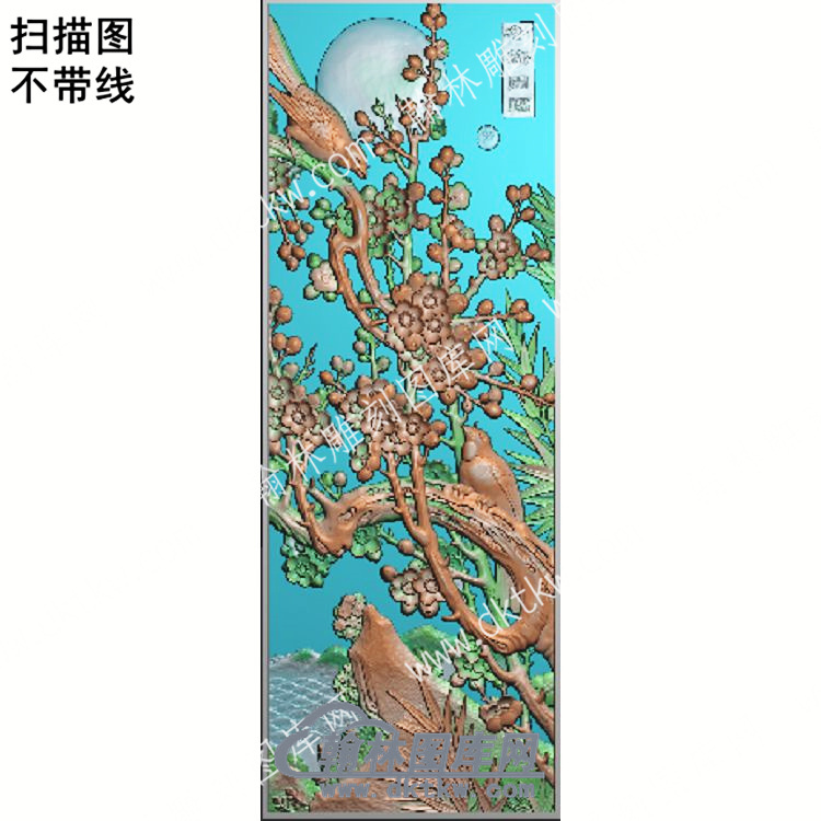 中式鸟冬梅开福梅花扫描图（ZSDW-254）.jpg