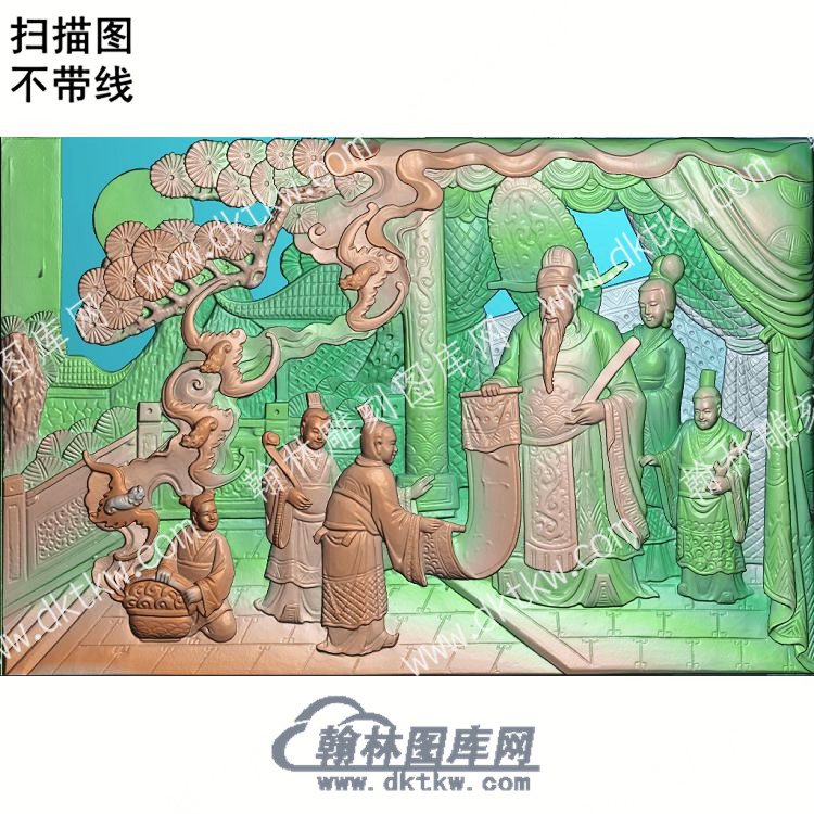 中式加官进爵招财纳福扫描图（ZSRW-056）.jpg