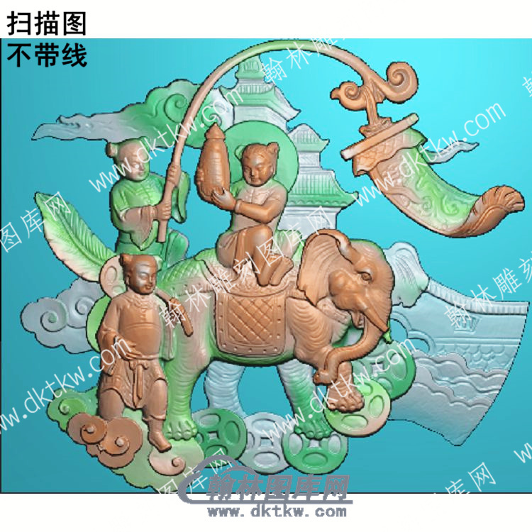 中式三童骑象献宝铜钱扫描图（ZSRW-040）.jpg