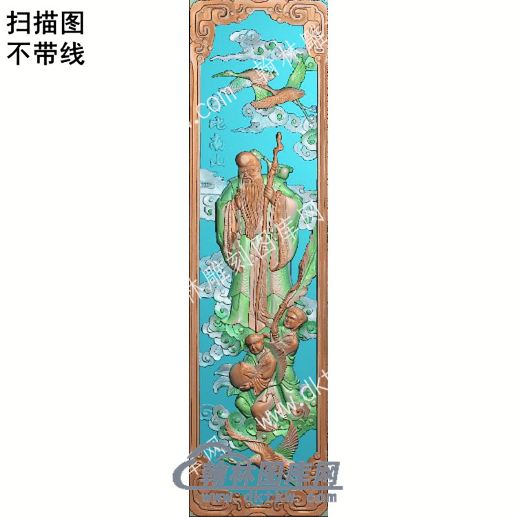 中式寿比南山金童玉女仙鹤扫描图（ZSRW-095）.jpg