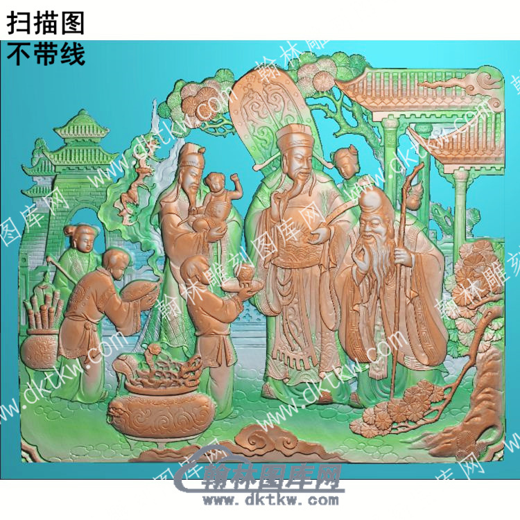 中式童子福寿禄扫描图（ZSRW-055）.jpg