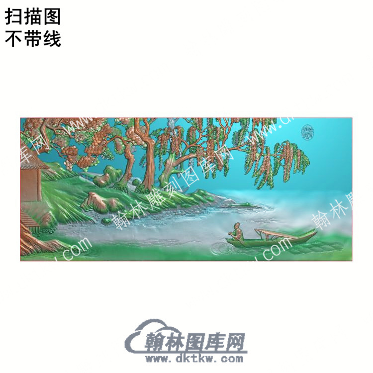 中式船夫船山水扫描图（ZSSS-027）.jpg