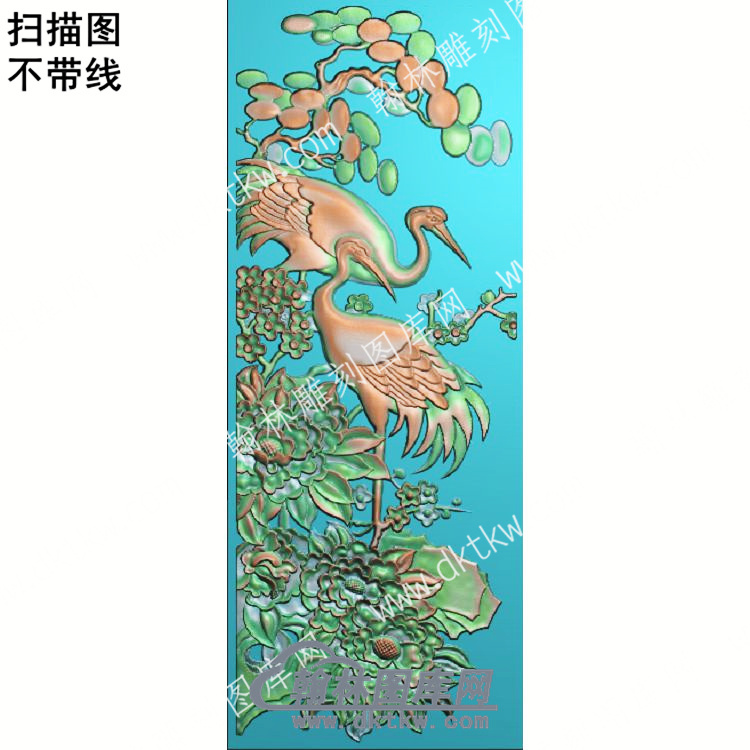 中式迎客松仙鹤扫描图（ZSDW-363）.jpg