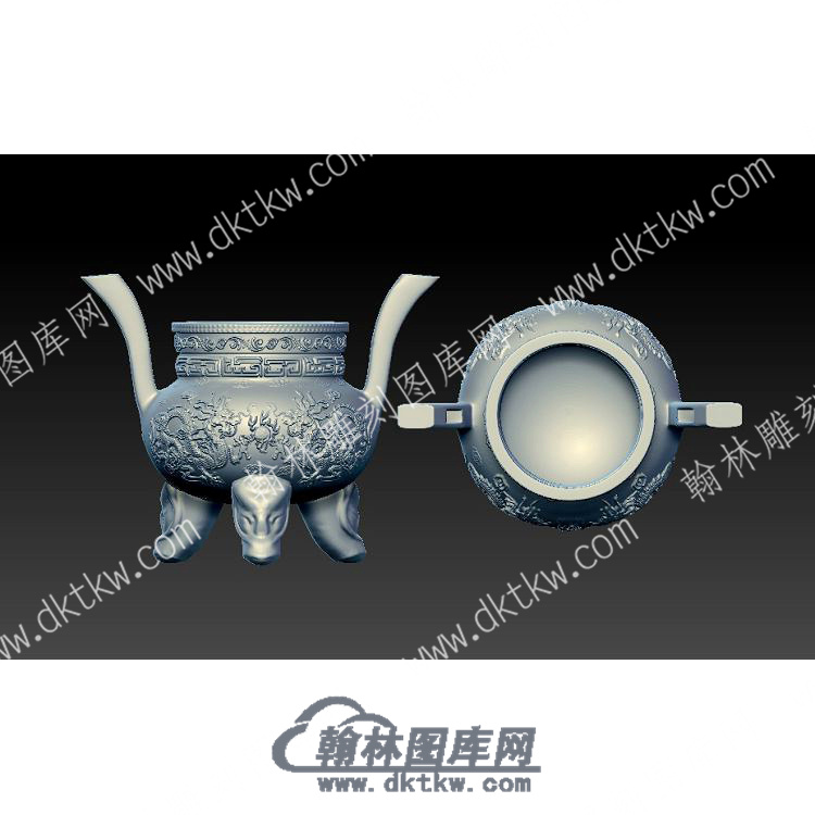 双龙戏珠三足鼎鼎立体圆雕图（YDD-002）.jpg