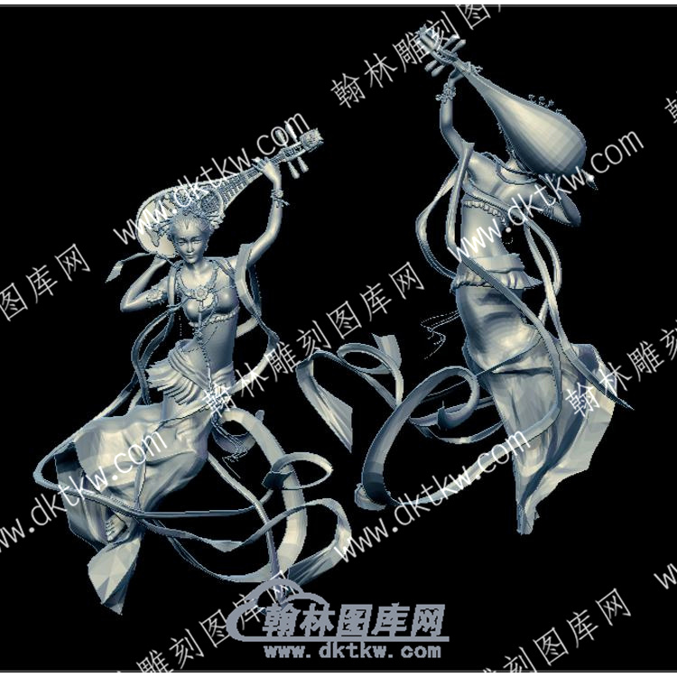 琵琶飞天仙女立体圆雕图（YDRW-053）.jpg
