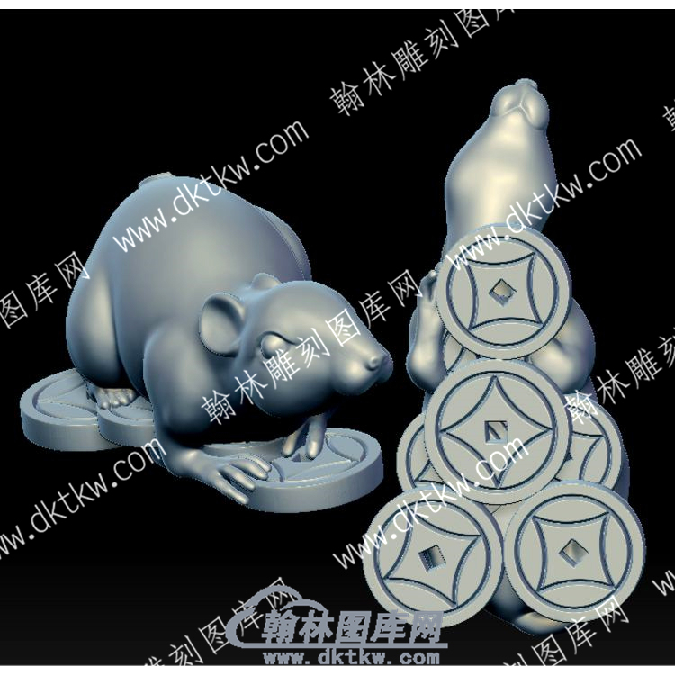 老鼠铜钱手把件立体圆雕图（YDSBJ-010）.jpg