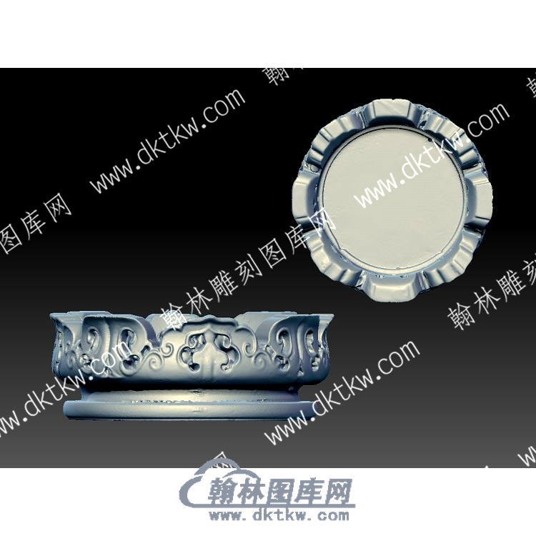 仿古纹文曲花瓶座底座器座立体圆雕图（YDDZ-005）.jpg