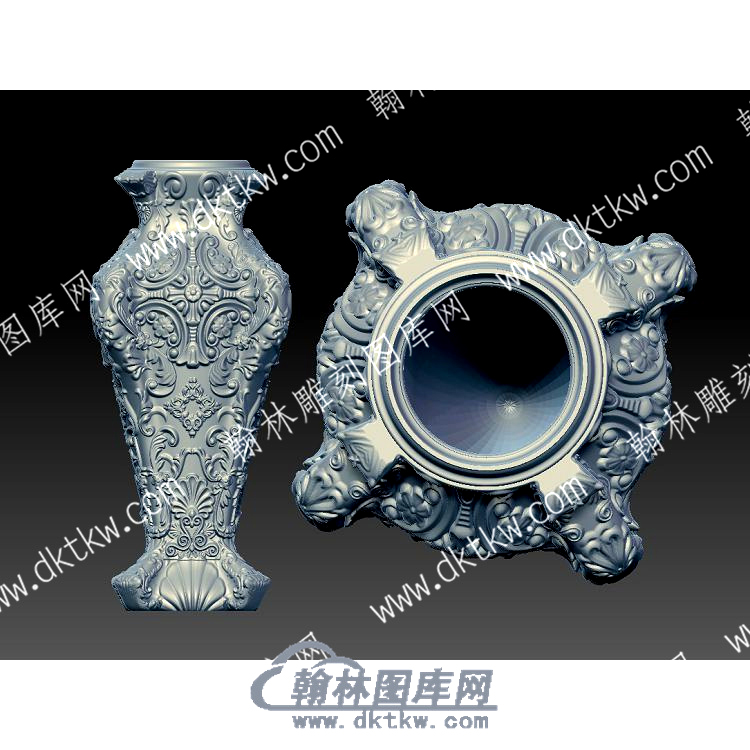 花纹四方花瓶立体圆雕图（YDHP-009）.jpg