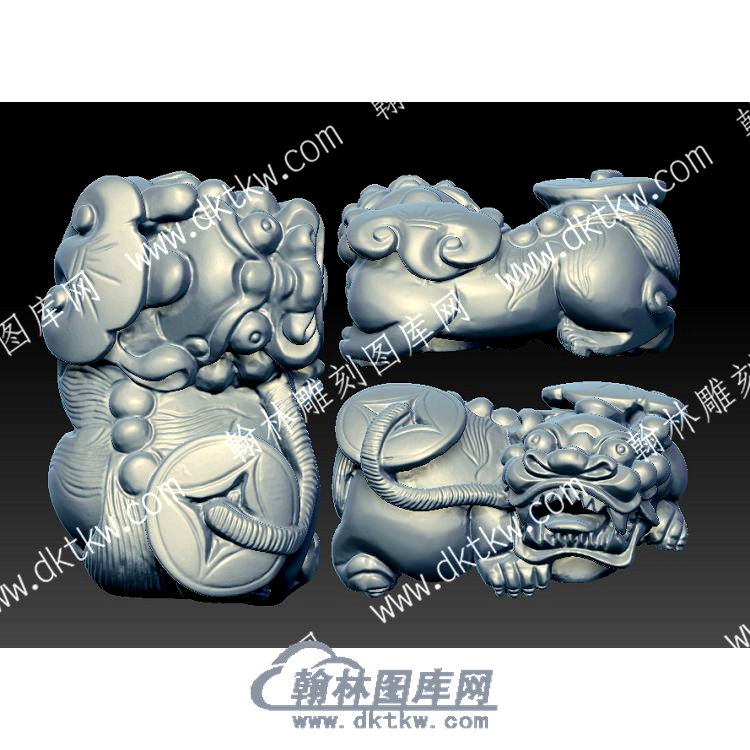 铜钱貔貅立体圆雕图（YDDW-325）.jpg