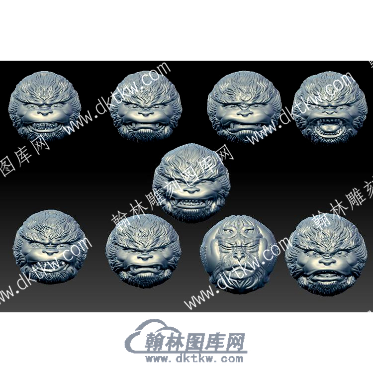 9个猴头圆珠立体圆雕图（YDZZ-130）.jpg