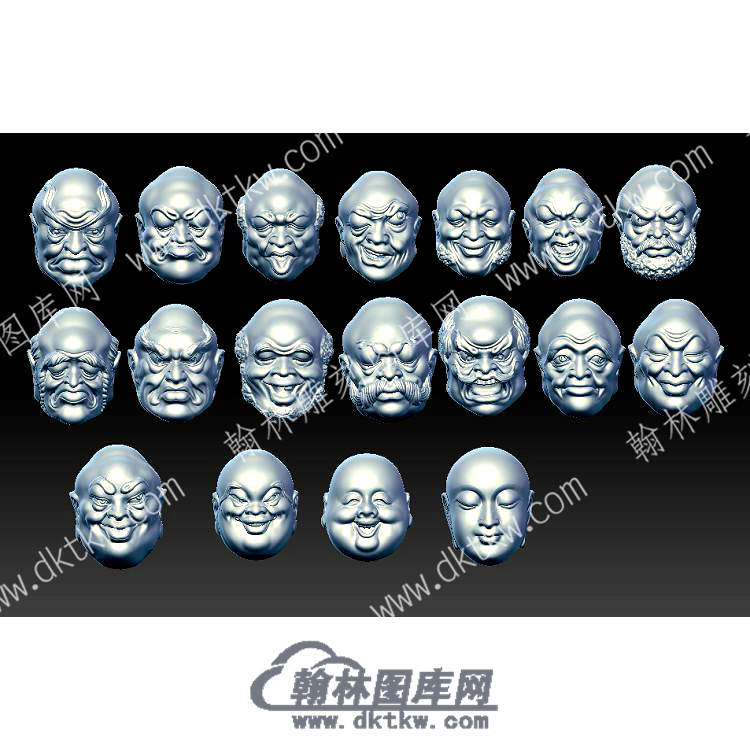 核雕罗汉整套立体圆雕图（HDLH-005）.jpg