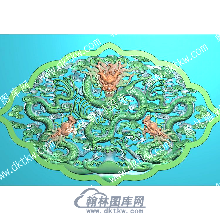 中式祥云三龙精雕图（ZSLF-041）.jpg