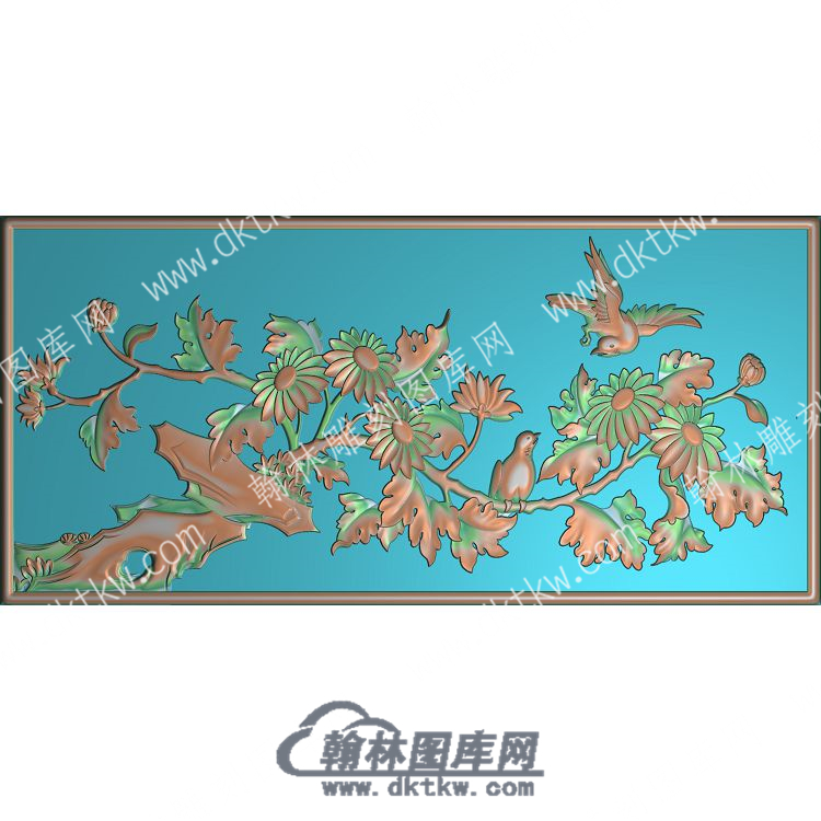 中式菊花鸟精雕图（ZSZW-510）.jpg