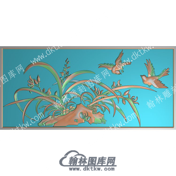 中式兰花鸟精雕图（ZSZW-509）.jpg