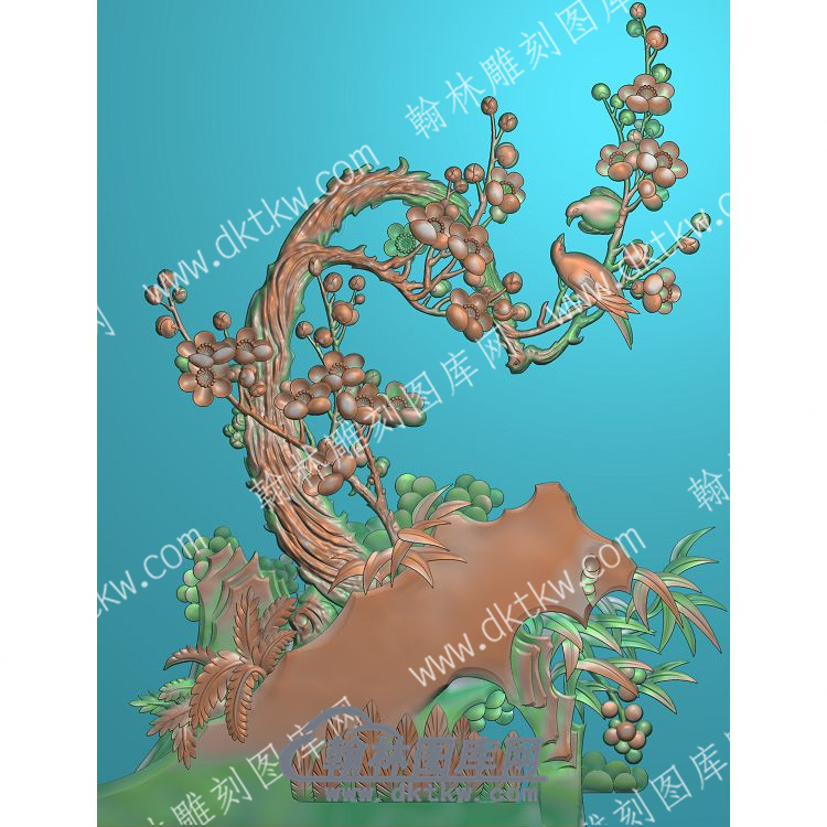 中式梅花鸟精雕图（ZSZW-490）.jpg